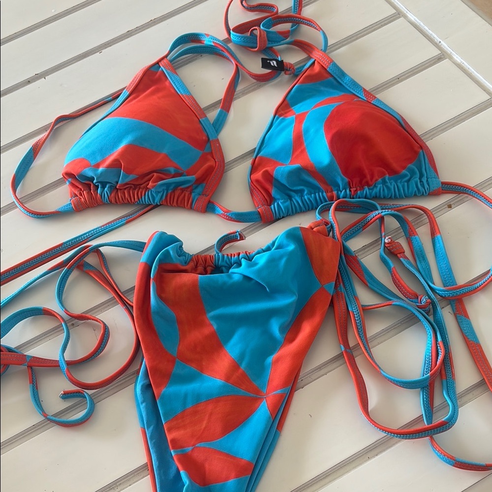 Vibrant orange and Blue Bikini Set